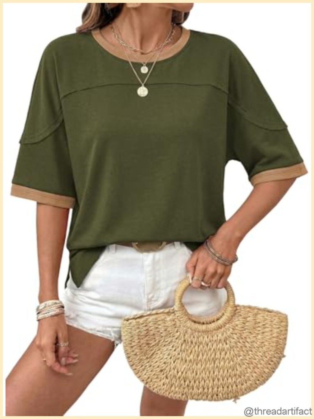 Dokotoo Loose Oversized T Shirt Crewneck Side Slits Casual Tee